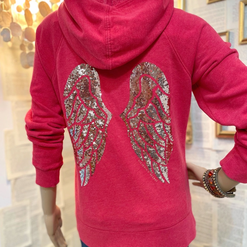 💗Victoria's Secret💗 Bling Angel Wing Hoodie sz M - Picture 2 of 14